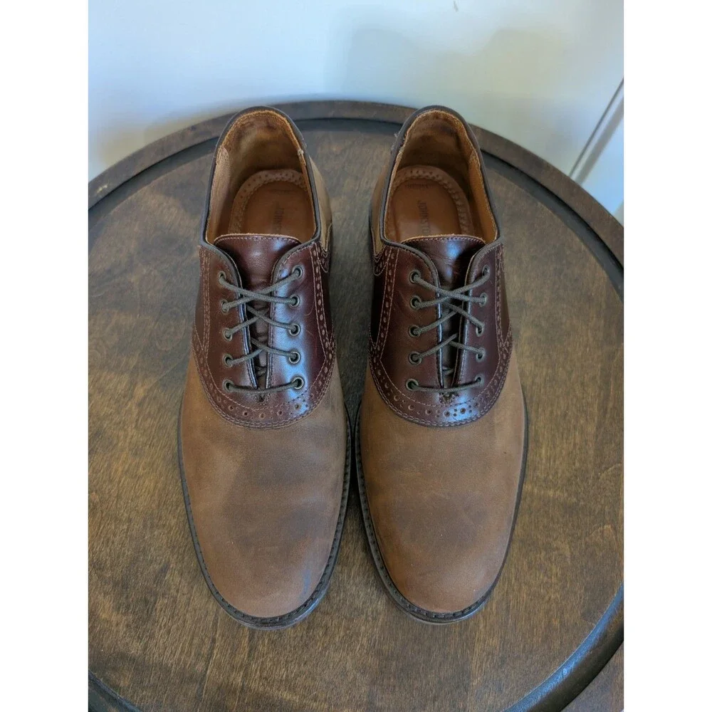 Johnston & Murphy 9 Saddle Shoes Oxfords Leather Suede Brown Formal Wedding Work
